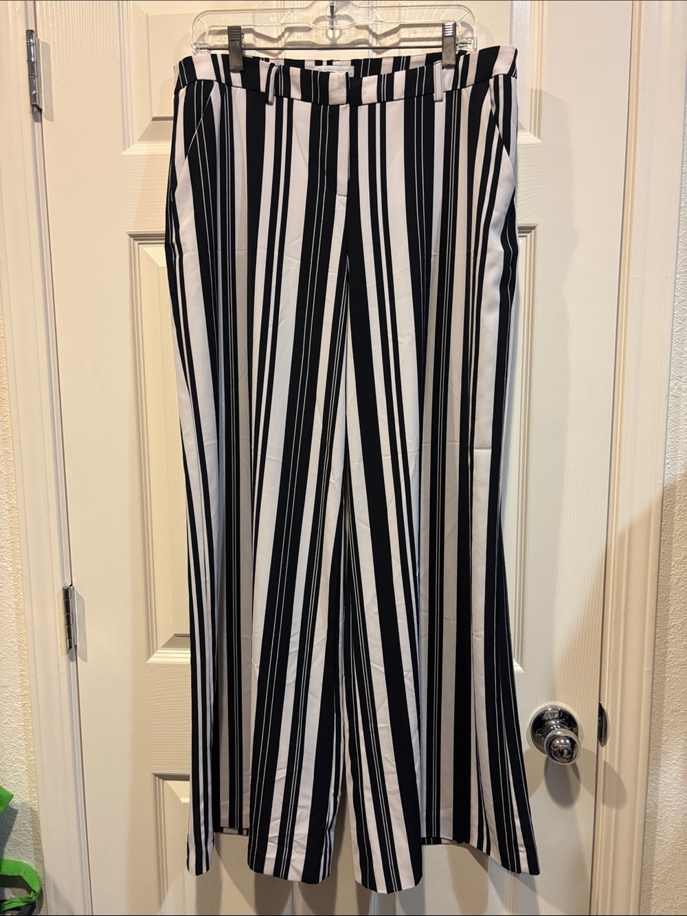 New York & Company Black and White Vertical Stripe Trousers